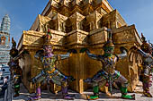 Bangkok Grand Palace, Wat Phra Kaew, statue of a monkey-warriors from the Ramakien, embedded with pieces of glass, an art form known in Thai as waen fah. 